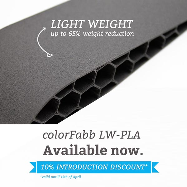 colorFabb LW-PLA Filament - Product Specifications - 3D Printing